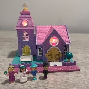 1993 COMPLETE Lights Wedding Chapel Bluebird Polly Pocket Steeple & Skirt
